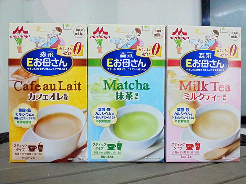Sữa bầu Morinaga Nhật (cà phê, trà sữa, vani) - hộp 12 gói đủ vị