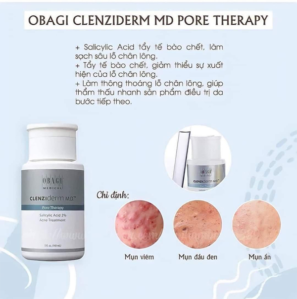 Nước Hoa Hồng Obagi BHA 2% Clenziderm MD Pore Therapy 148ml